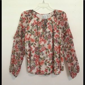 Fall Adrienne Vittadini Top M Floral  Bust 46” Ruffle Poly